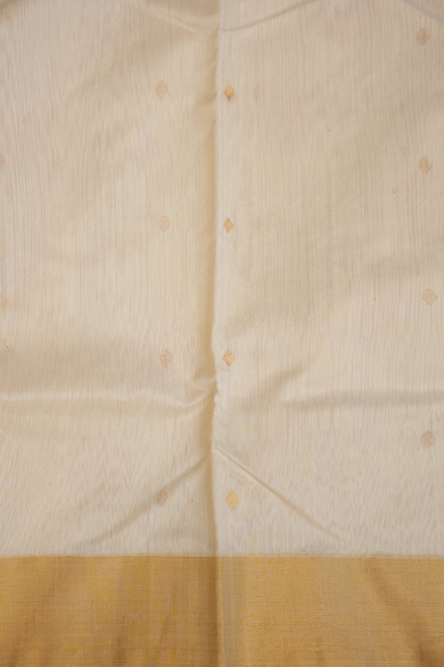 Pure Chanderi Silk Saree with Zari Buttas & Tissue Border - White