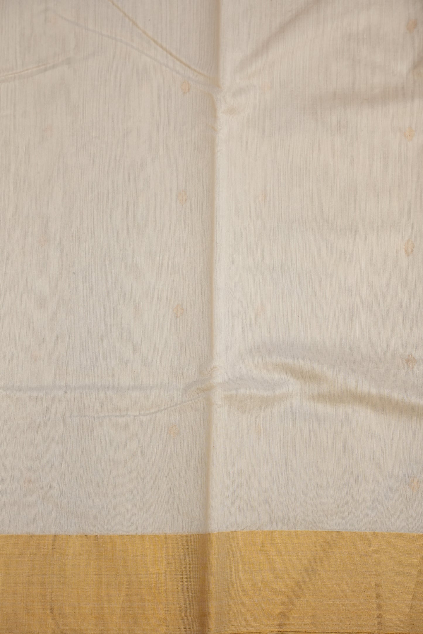 Pure Chanderi Silk Saree with Zari Buttas & Tissue Border - White