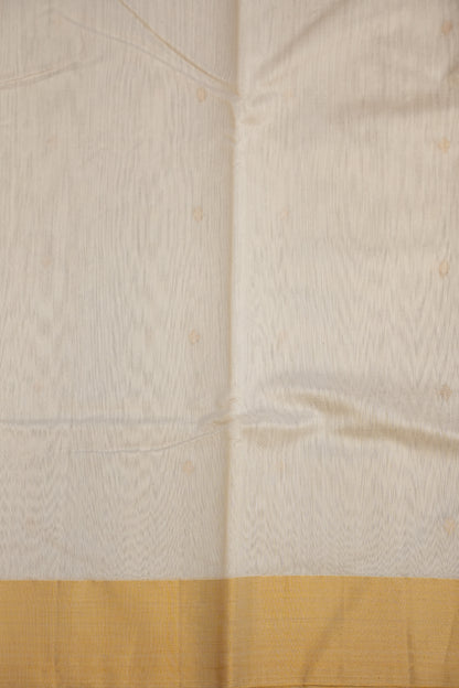 Pure Chanderi Silk Saree with Zari Buttas & Tissue Border - White