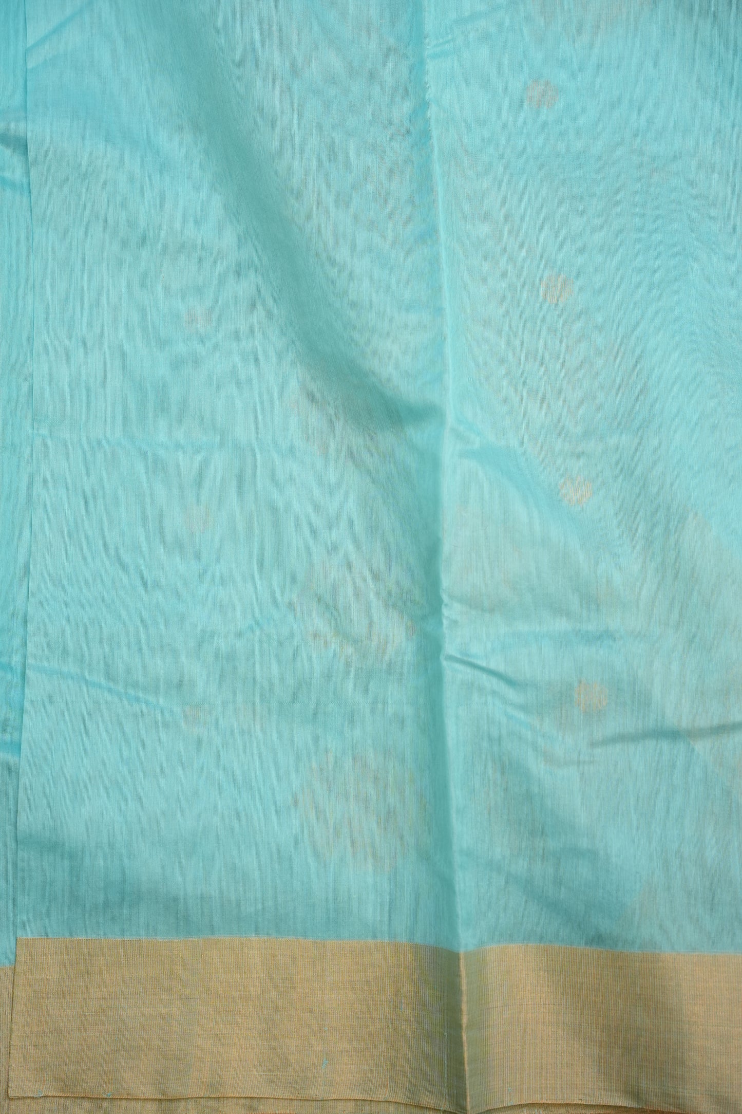 Pure Chanderi Silk Saree with Zari Buttas & Tissue Border - Sky Blue