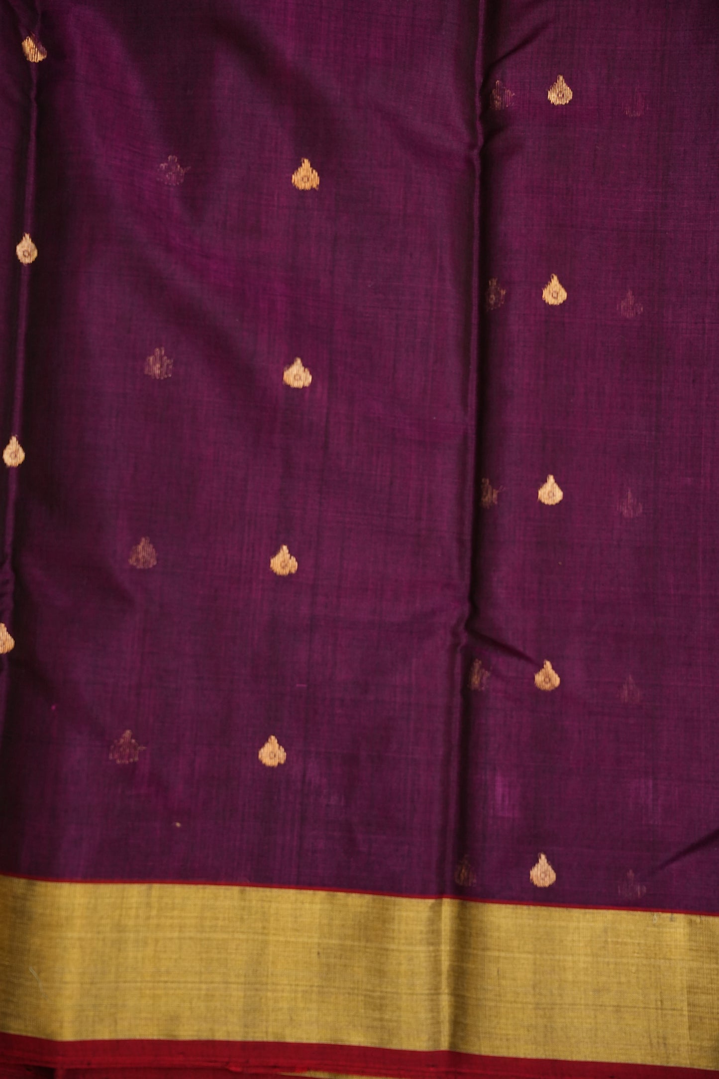 Pure Chanderi Silk Saree with Zari Buttas & Tissue Border - Dark Pink