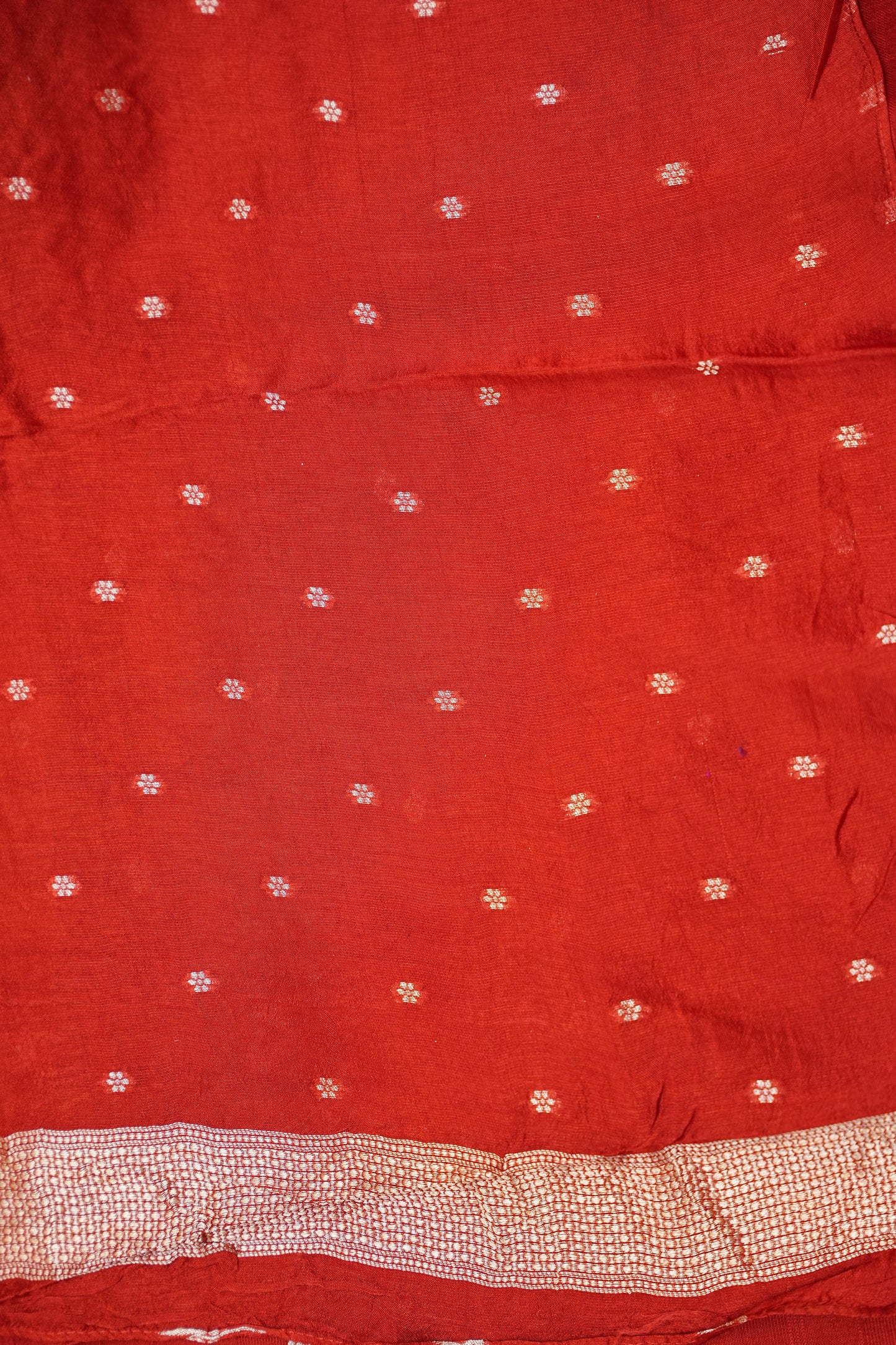 Tussar Banarasi Raw Silk Saree with Floral Paithani Weaves – Rust Orange