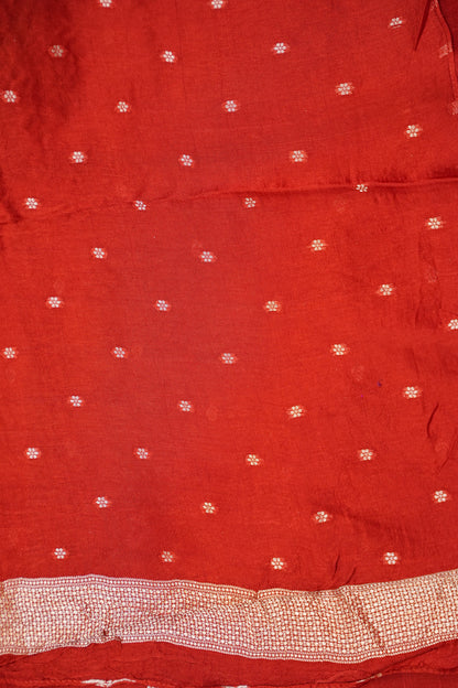 Tussar Banarasi Raw Silk Saree with Floral Paithani Weaves – Rust Orange