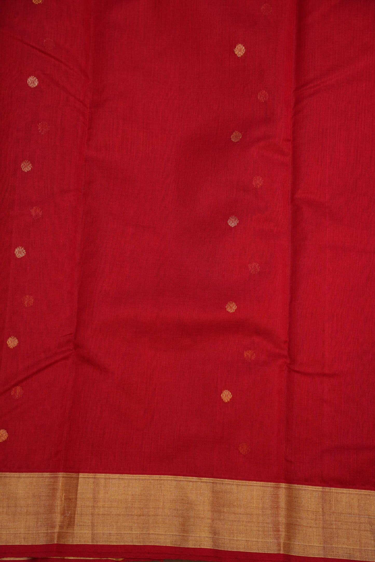 Pure Chanderi Silk Saree with Zari Buttas & Tissue Border - Red