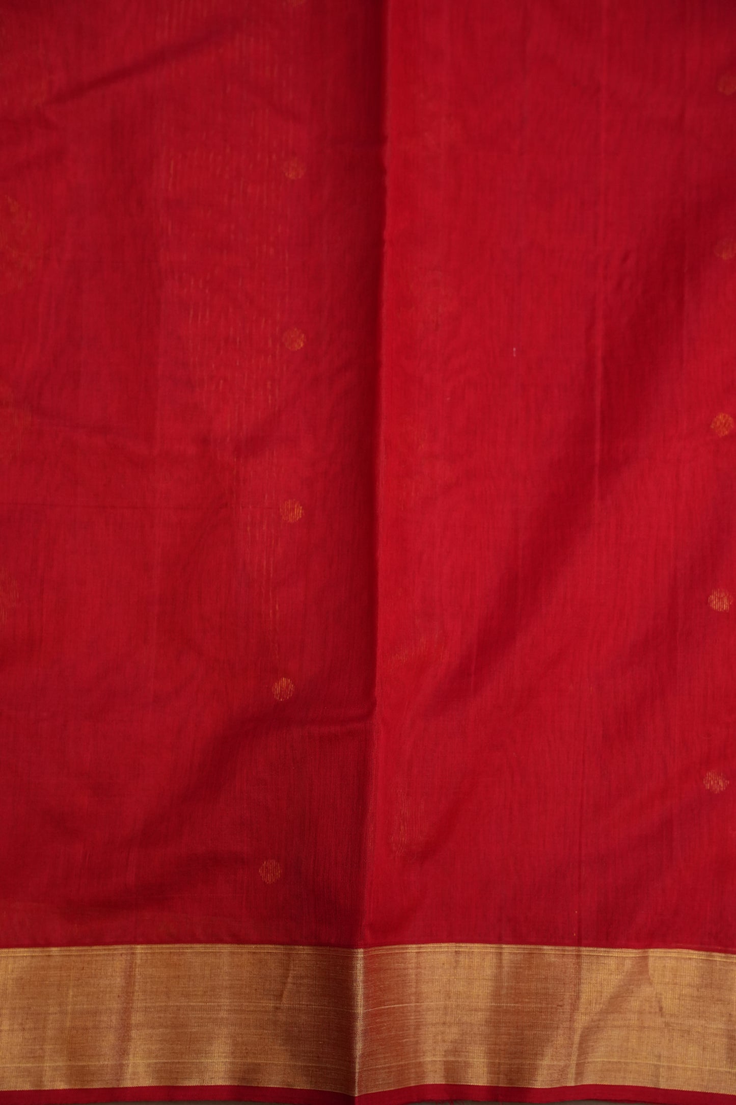 Pure Chanderi Silk Saree with Zari Buttas & Tissue Border - Red
