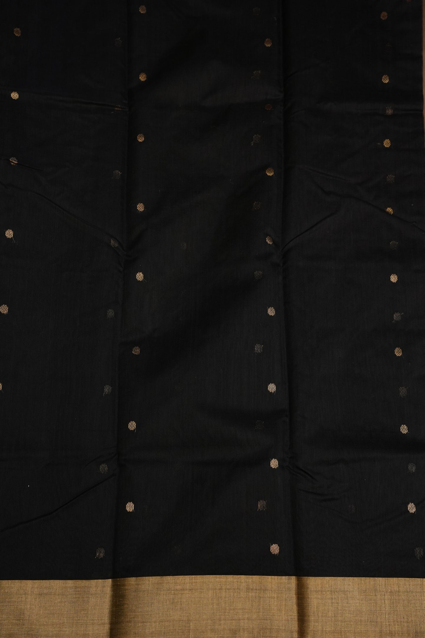 Pure Chanderi Silk Saree with Zari Buttas & Tissue Border - Black