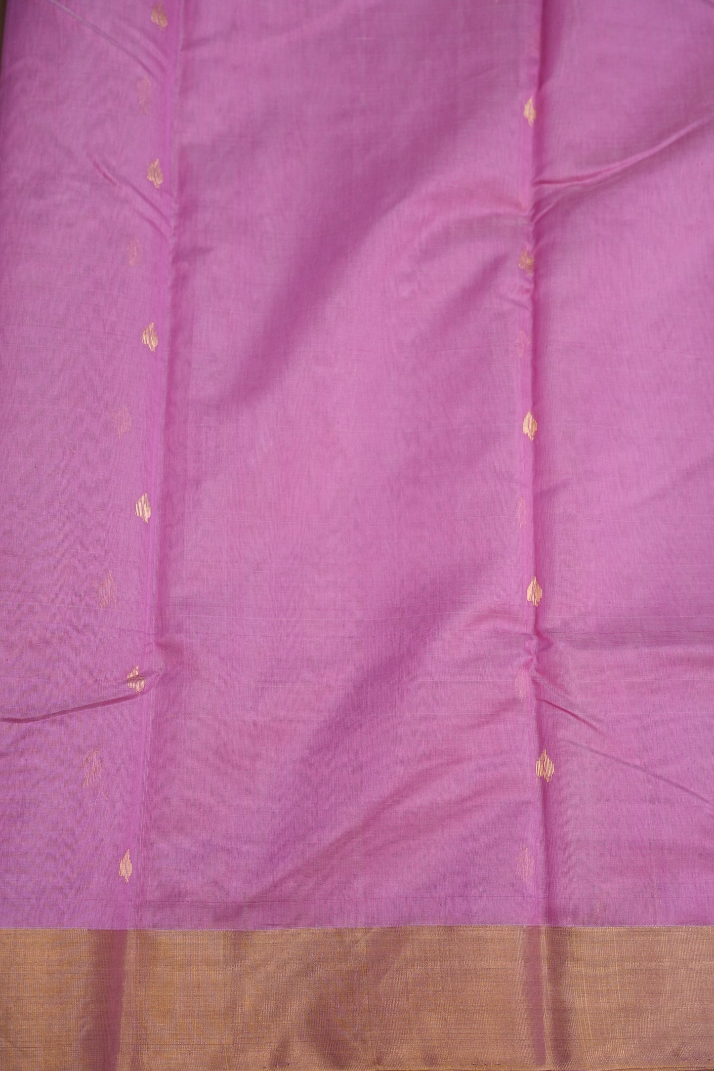 Pure Chanderi Silk Saree with Zari Buttas & Tissue Border - Soft Pink