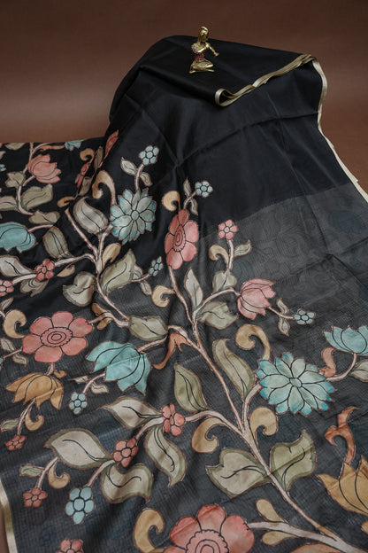 Kota Checks Saree with Kalamkari Prints