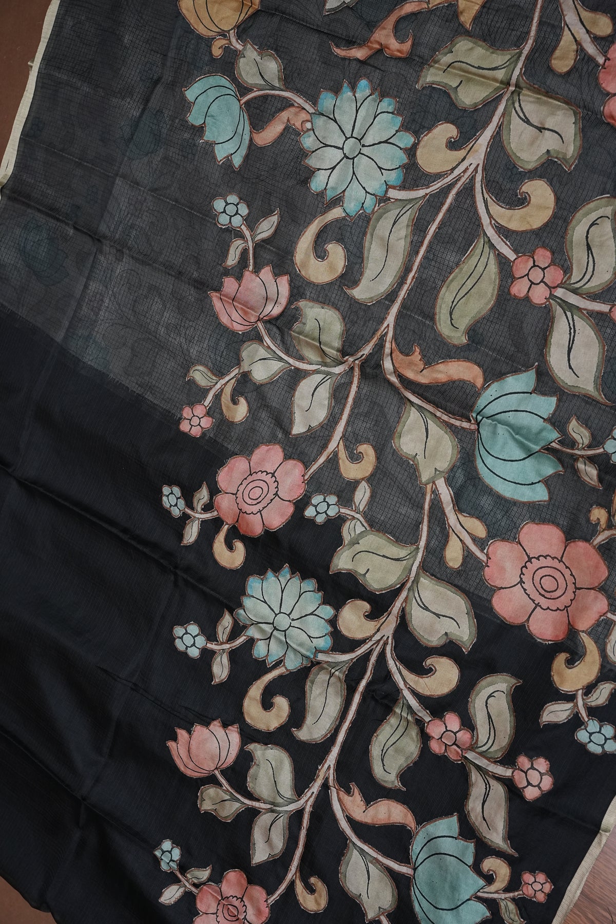 Kota Checks Saree with Kalamkari Prints