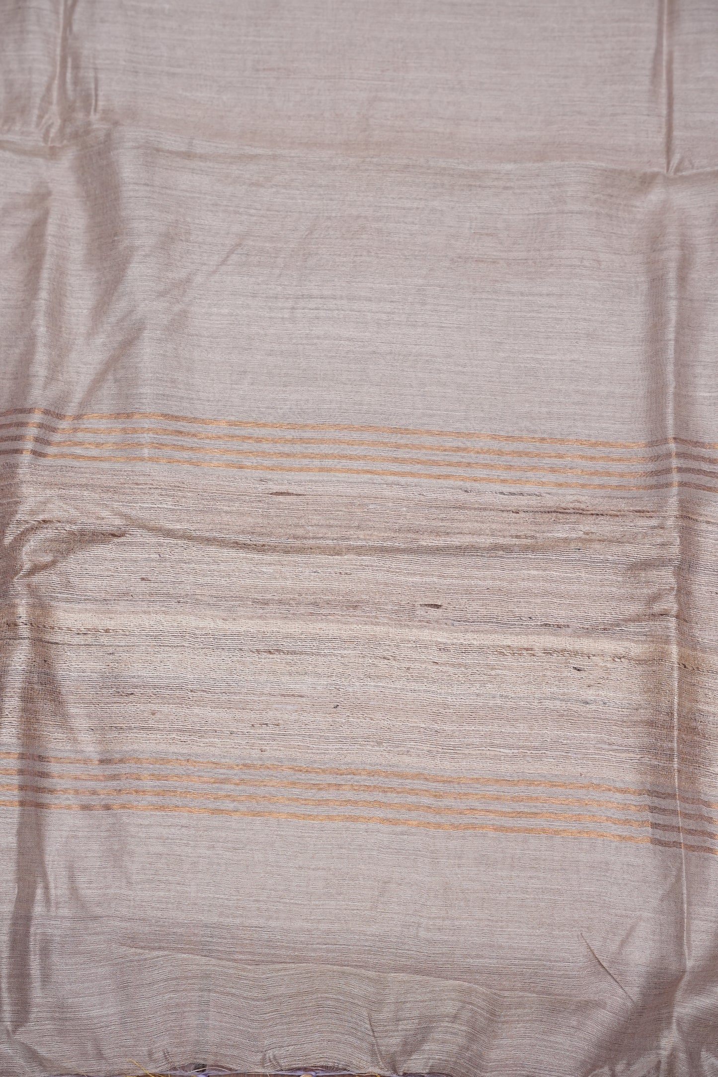 Plain Pure Tussar Silk Saree - Half White