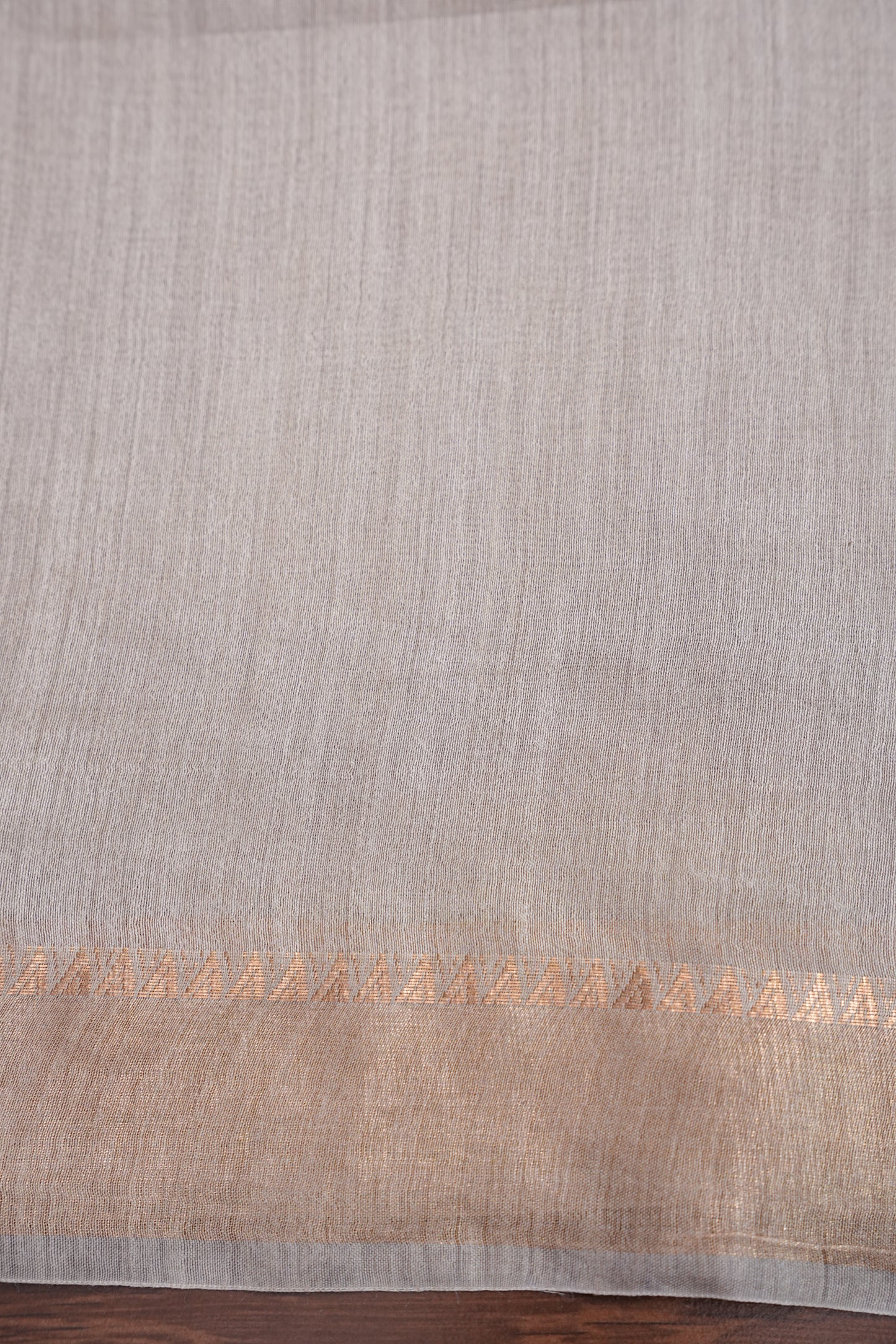 Plain Pure Tussar Silk Saree - Half White