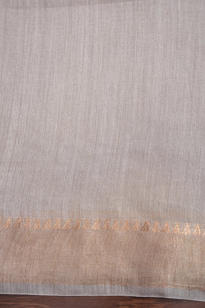 Plain Pure Tussar Silk Saree - Half White