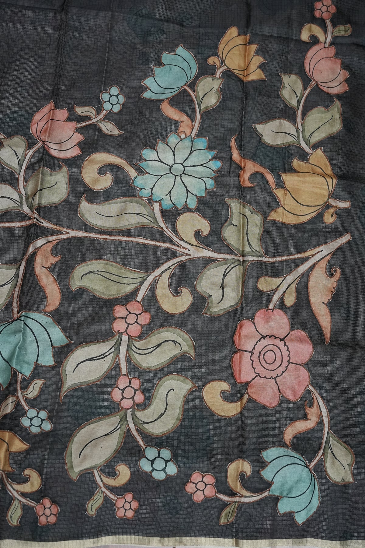 Kota Checks Saree with Kalamkari Prints