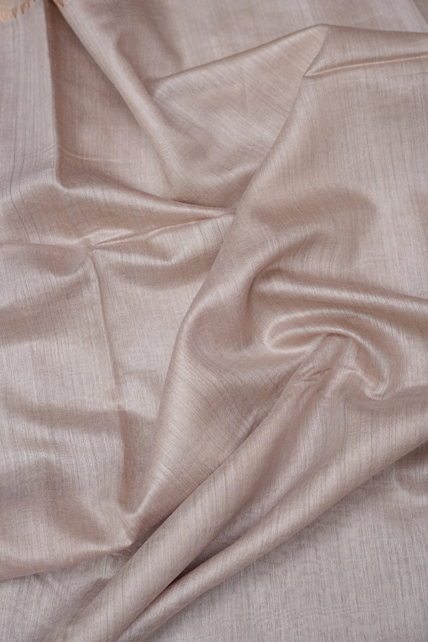 Plain Pure Tussar Silk Saree - Half White