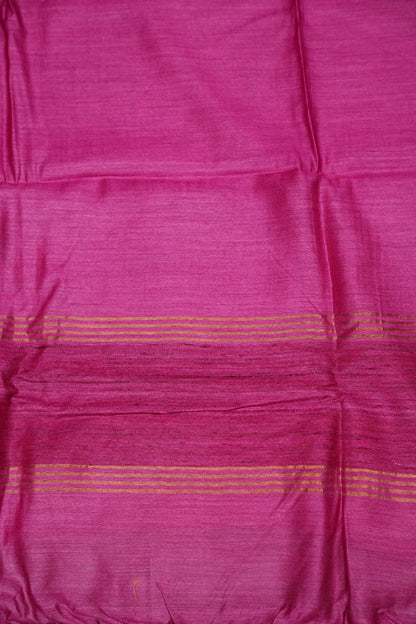 Plain Pure Tussar Silk Saree - Pink