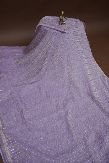Beaded Party Wear Saree in Lavender with Delicate Sequin Embellishments