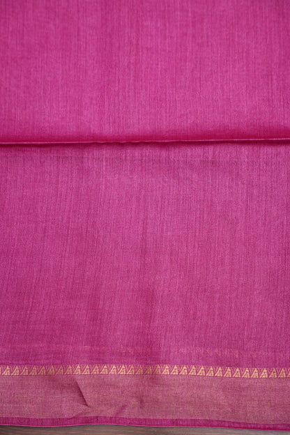 Plain Pure Tussar Silk Saree - Pink