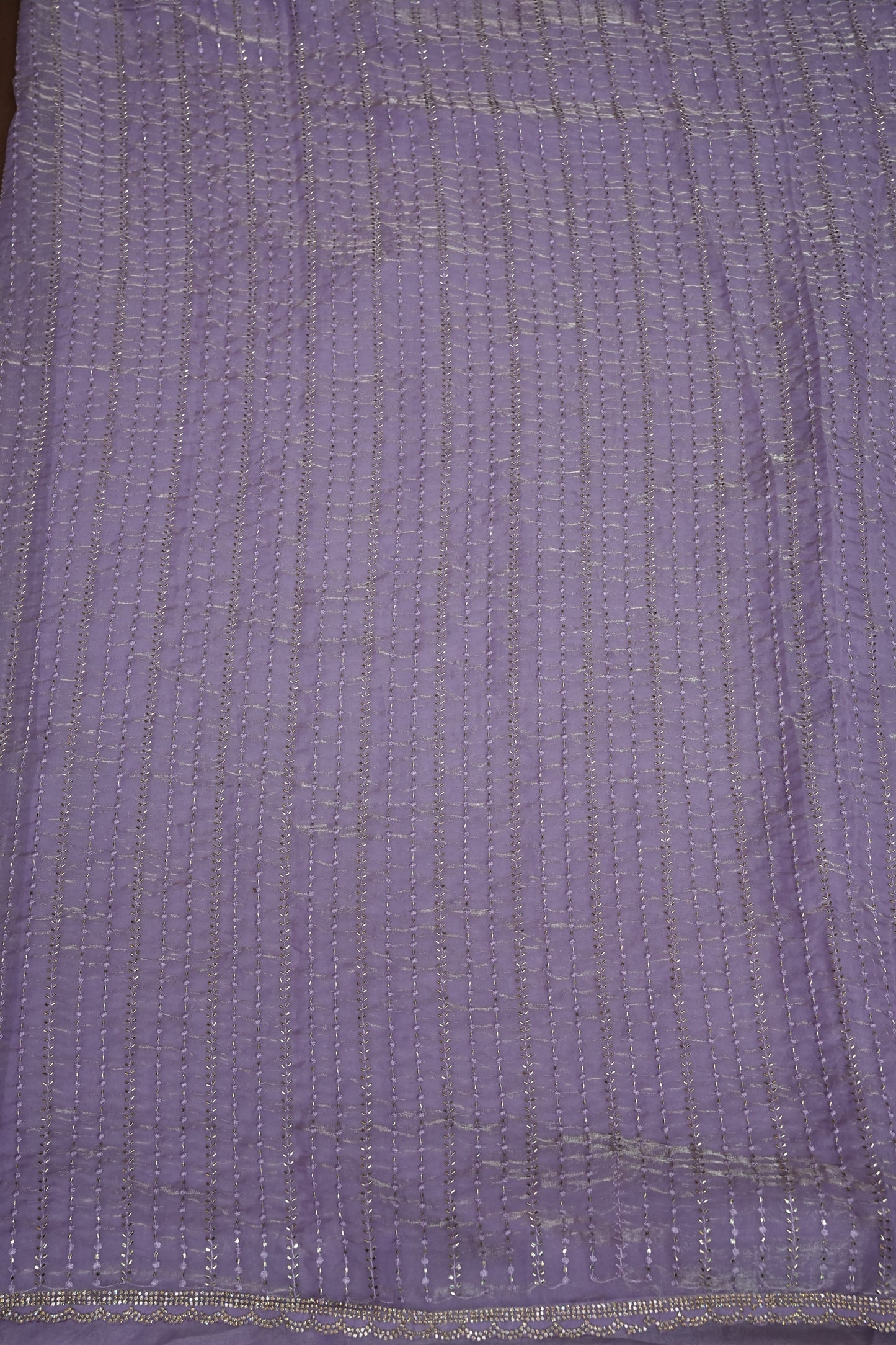 Beaded Party Wear Saree in Lavender with Delicate Sequin Embellishments