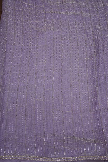 Beaded Party Wear Saree in Lavender with Delicate Sequin Embellishments