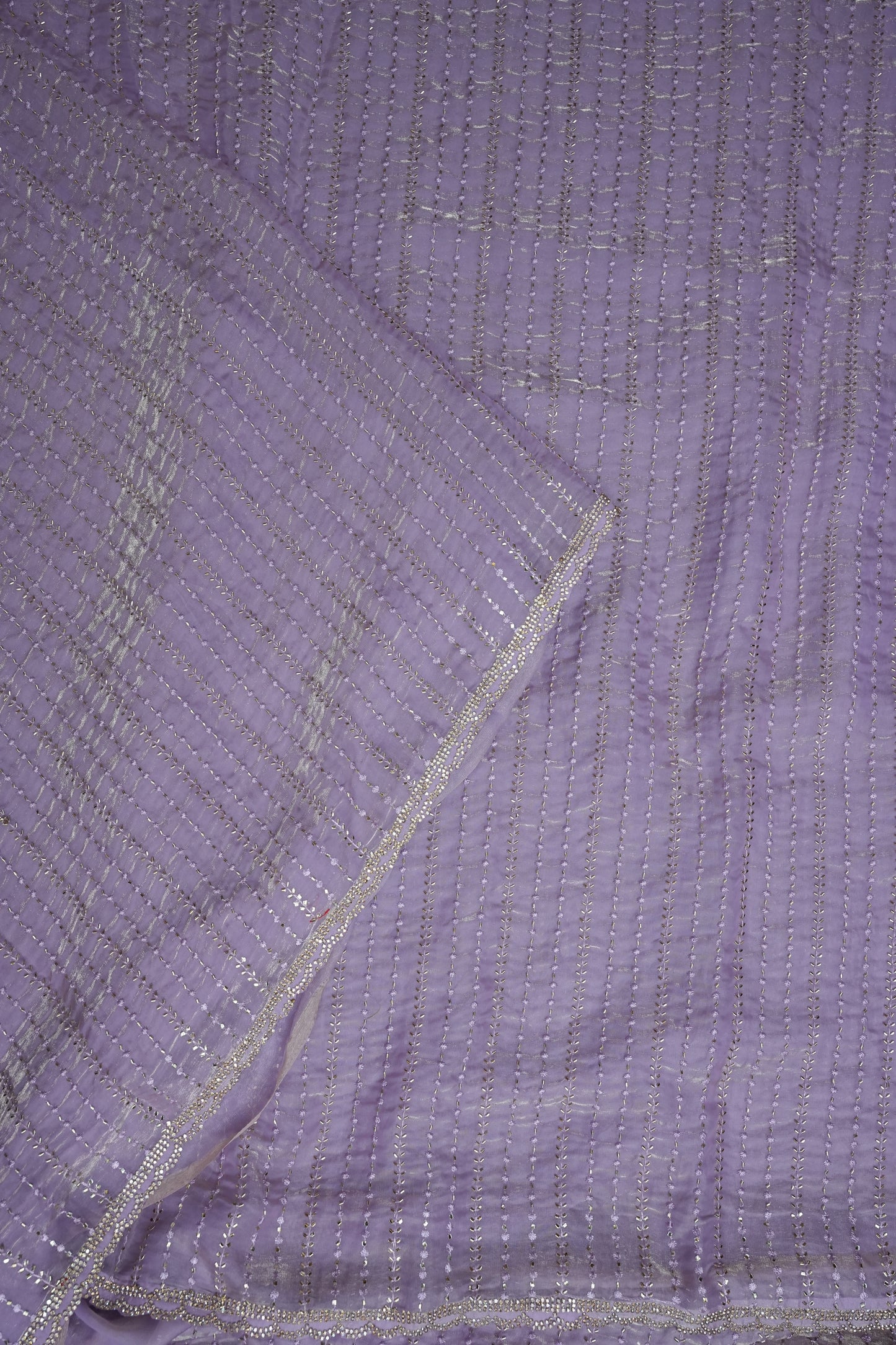 Beaded Party Wear Saree in Lavender with Delicate Sequin Embellishments
