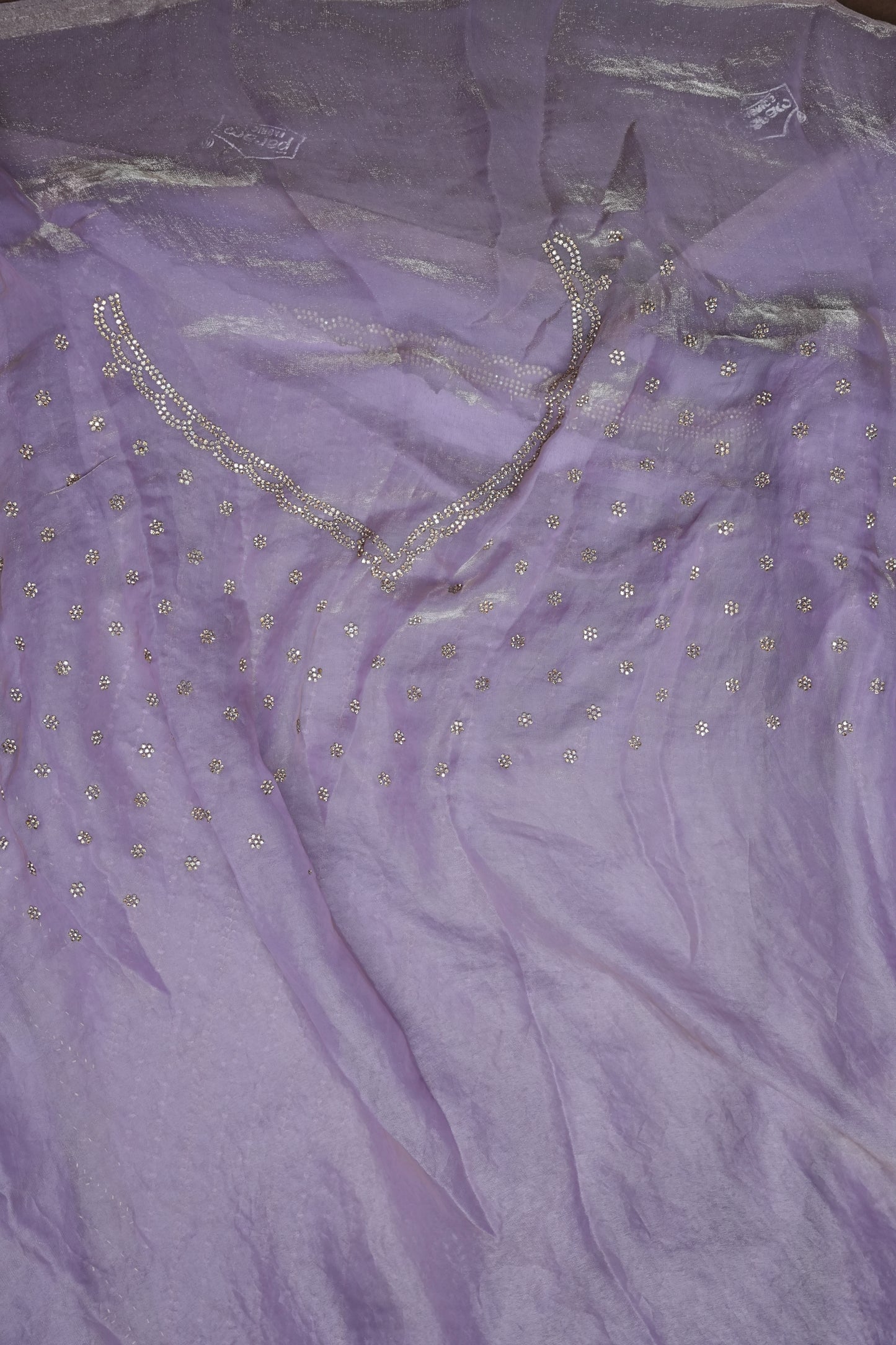 Beaded Party Wear Saree in Lavender with Delicate Sequin Embellishments