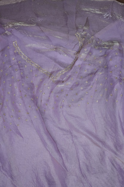 Beaded Party Wear Saree in Lavender with Delicate Sequin Embellishments