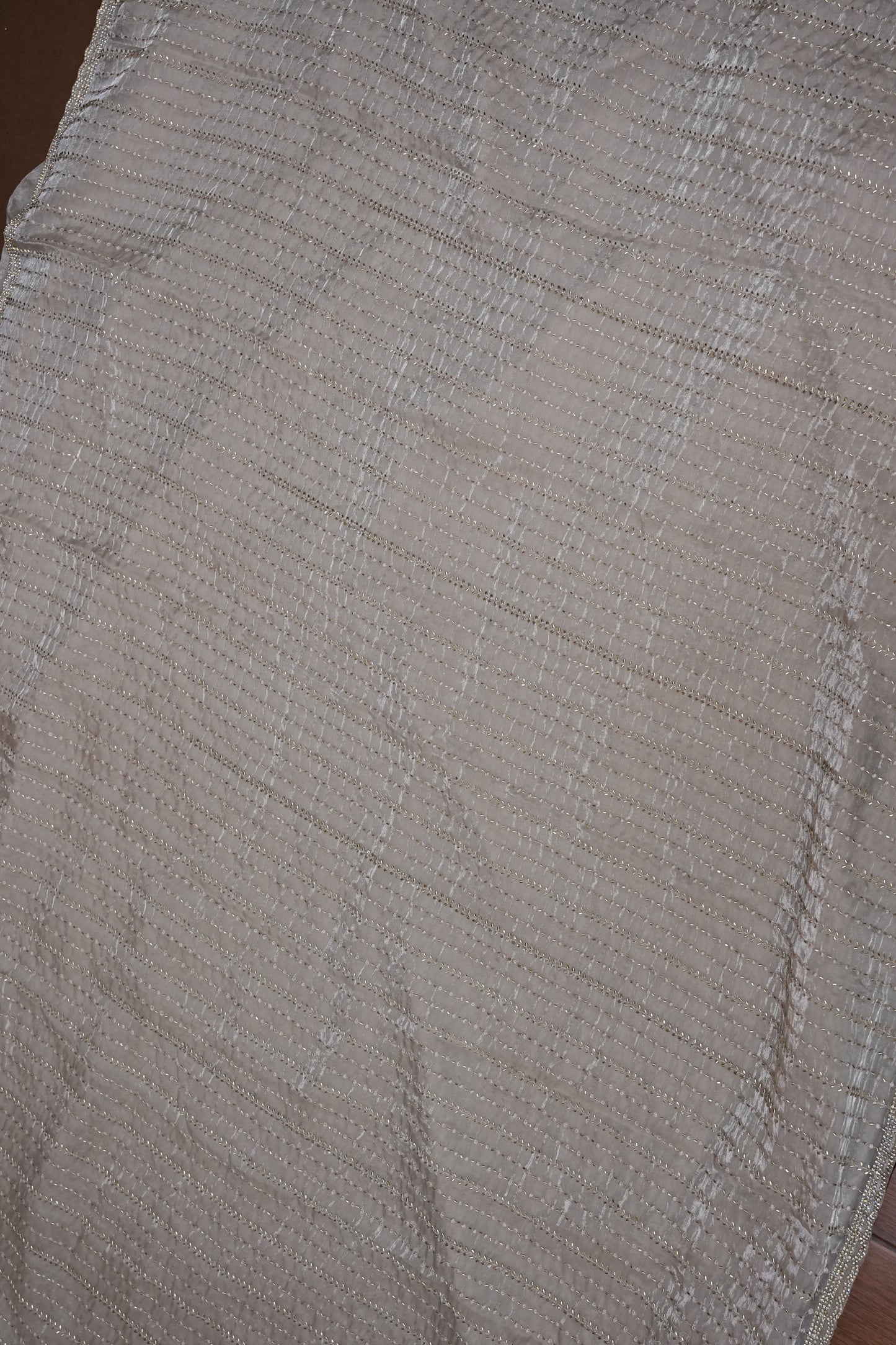 Beaded Party Wear Saree in Ivory with Delicate Sequin Embellishments