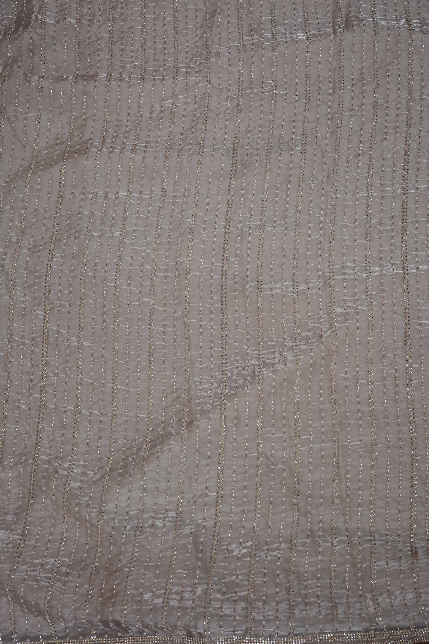 Beaded Party Wear Saree in Ivory with Delicate Sequin Embellishments