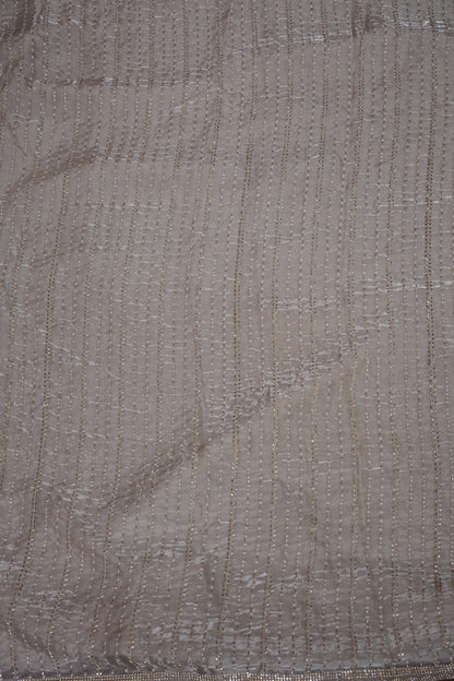 Beaded Party Wear Saree in Ivory with Delicate Sequin Embellishments