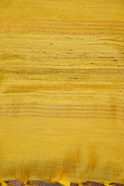 Plain Pure Tussar Silk Saree - Yellow