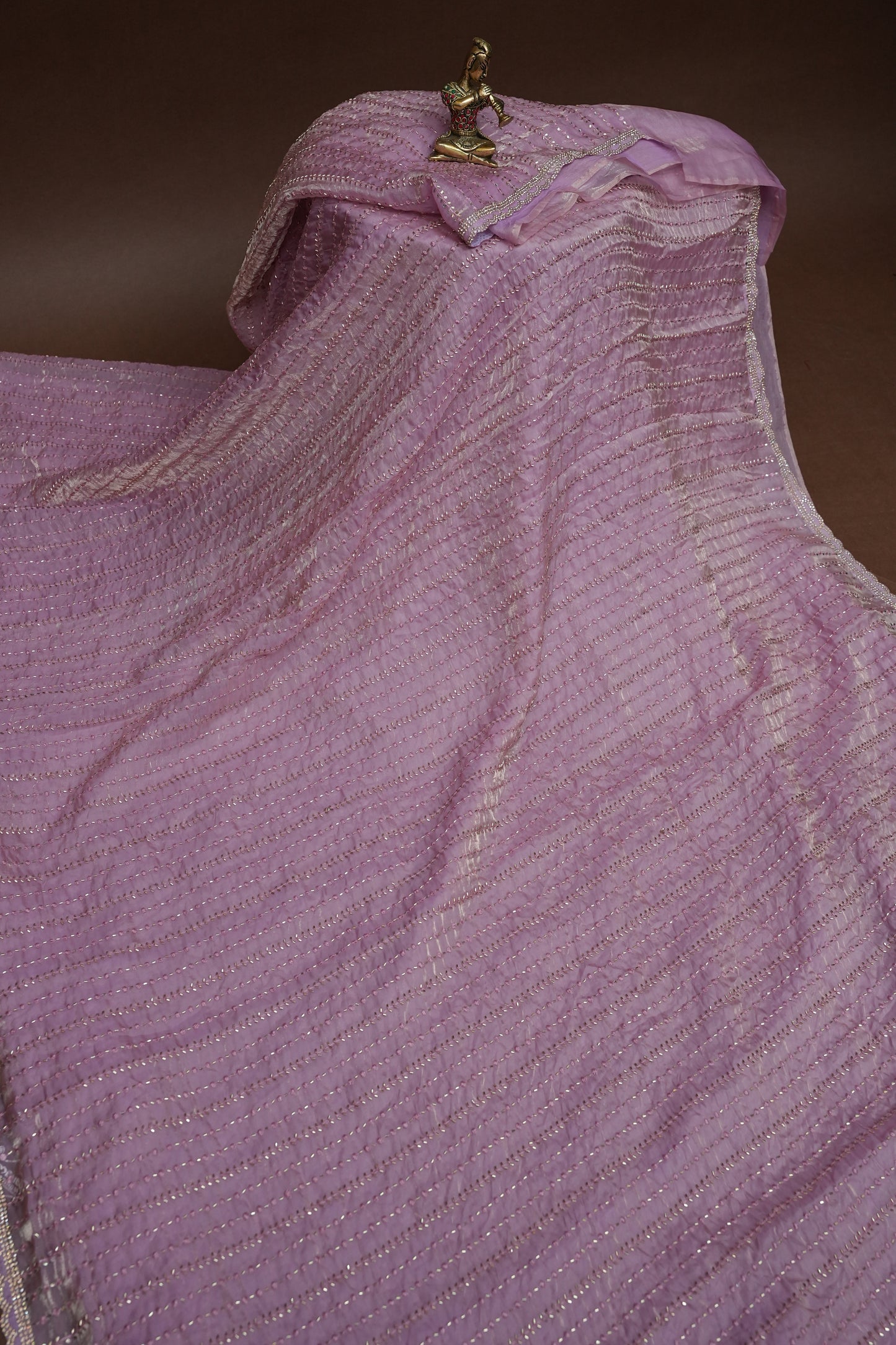 Beaded Party Wear Saree in Dusty Pink with Sequin Embellishments