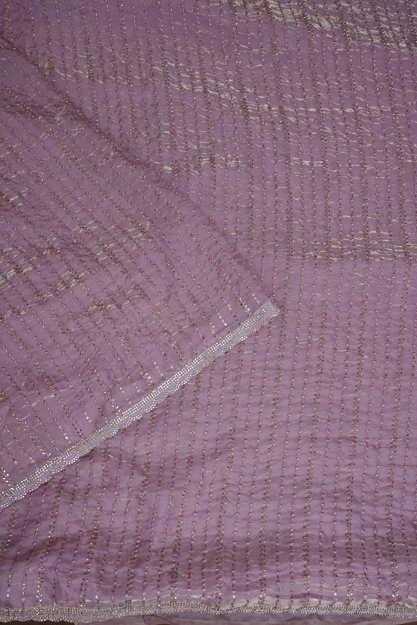 Beaded Party Wear Saree in Dusty Pink with Sequin Embellishments