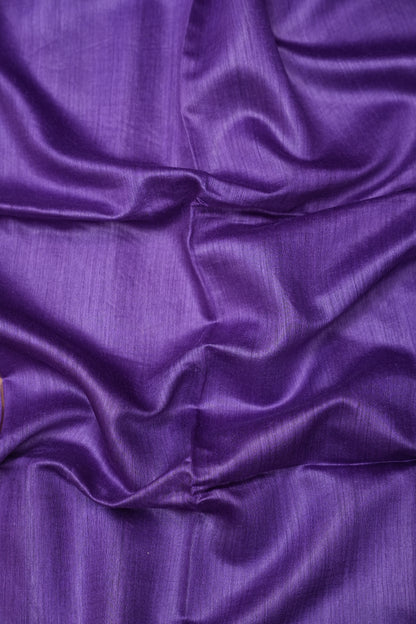 Plain Pure Tussar Silk Saree - Purple