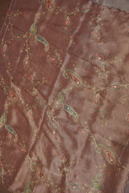 Dusty Rose Glass Tissue Organza Designer Party Wear Saree