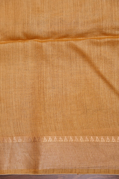 Plain Pure Tussar Silk Saree - Beige