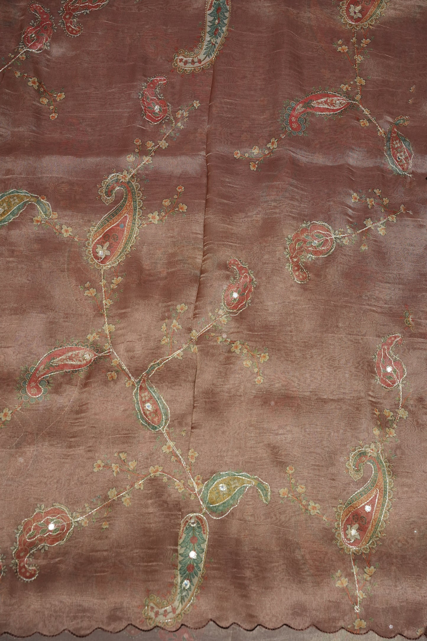Dusty Rose Glass Tissue Organza Designer Party Wear Saree