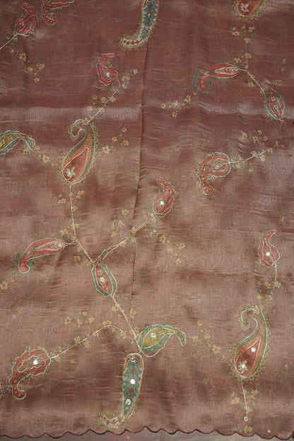 Dusty Rose Glass Tissue Organza Designer Party Wear Saree