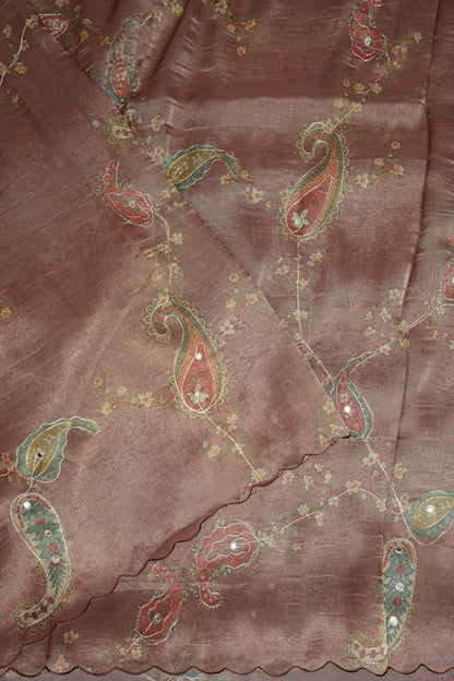 Dusty Rose Glass Tissue Organza Designer Party Wear Saree