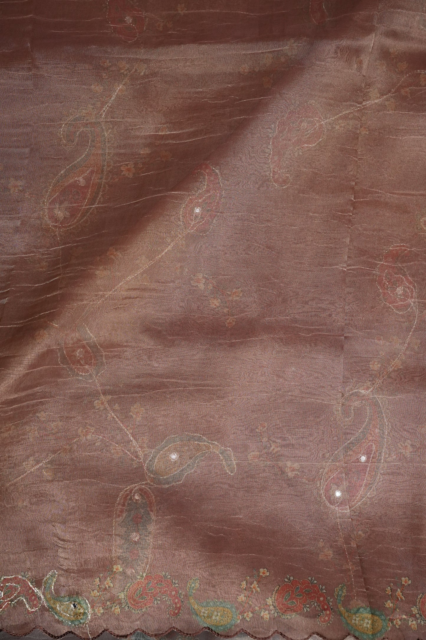 Dusty Rose Glass Tissue Organza Designer Party Wear Saree