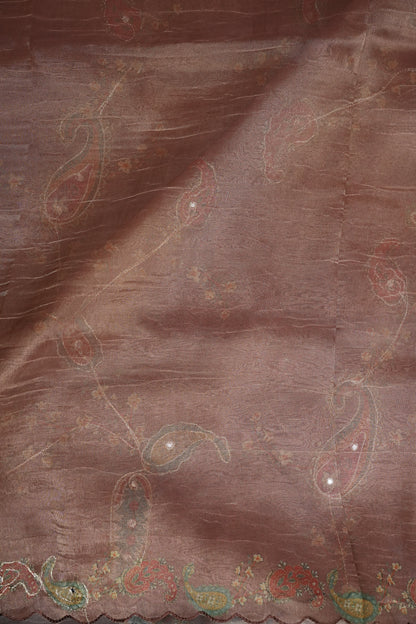 Dusty Rose Glass Tissue Organza Designer Party Wear Saree