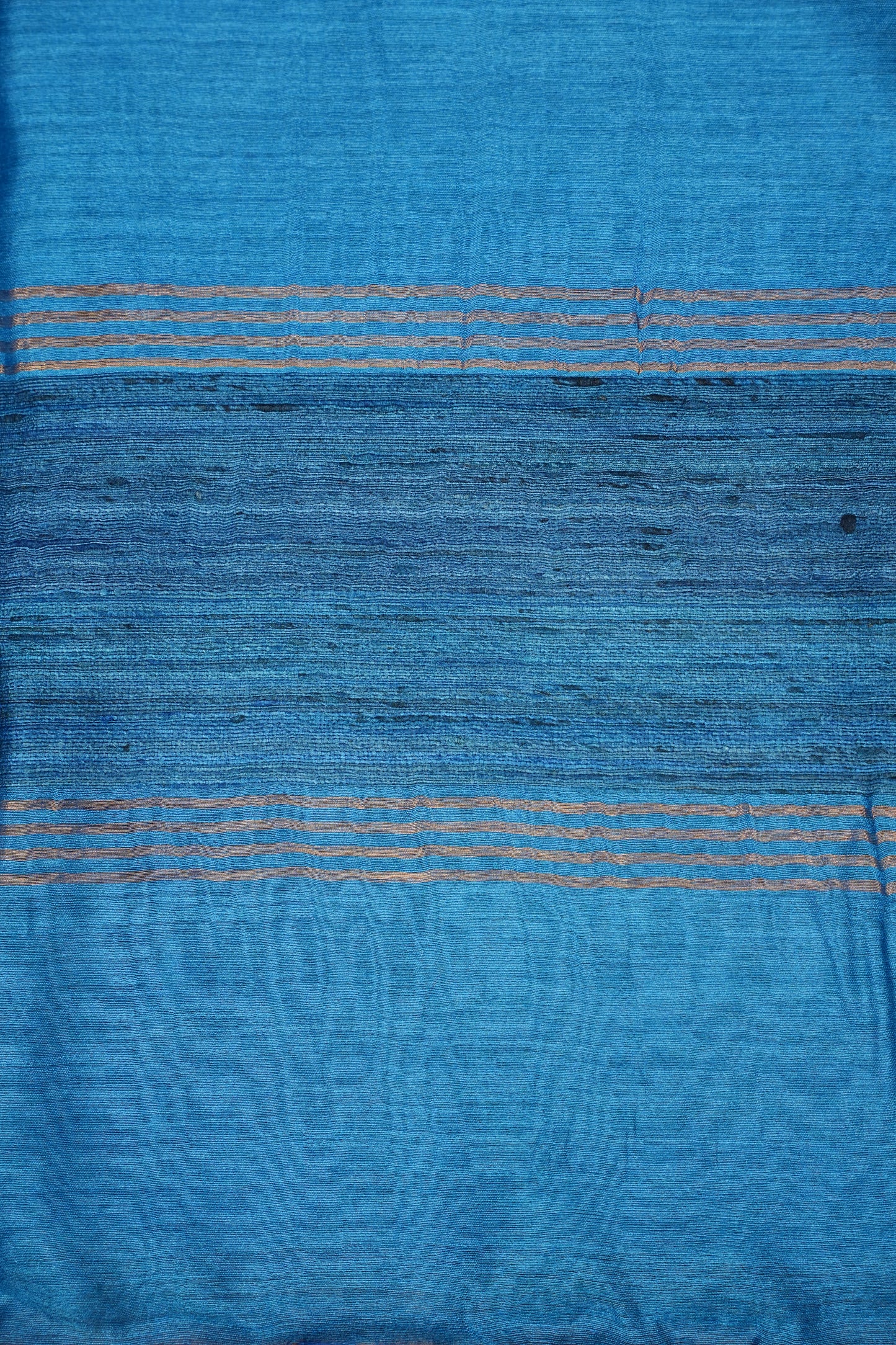 Plain Pure Tussar Silk Saree - Blue