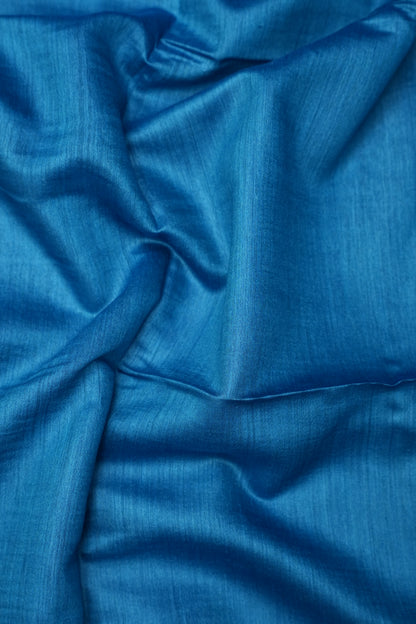 Plain Pure Tussar Silk Saree - Blue