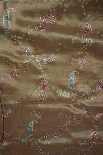 Gold Shade Glass Tissue Organza Designer Party Wear Saree
