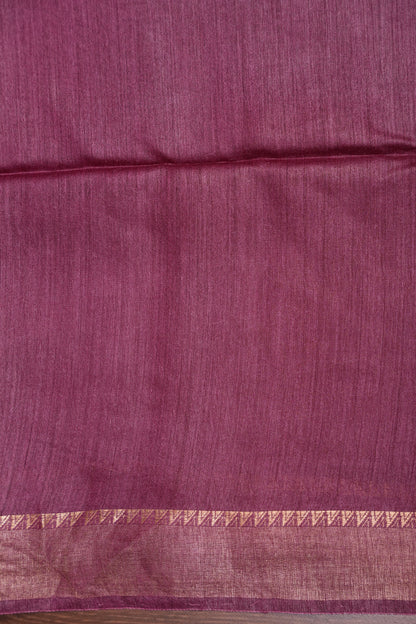 Plain Pure Tussar Silk Saree - Wine
