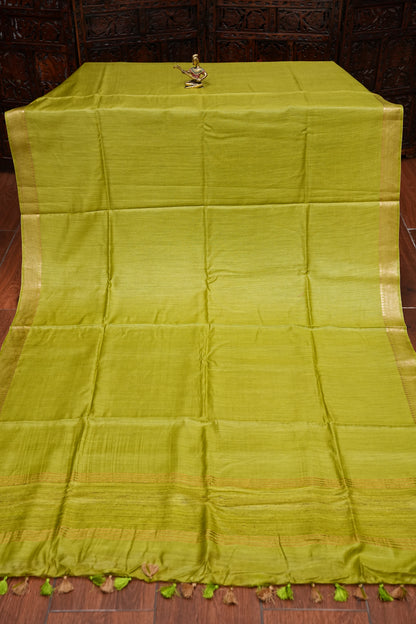 Plain Pure Tussar Silk Saree - Green