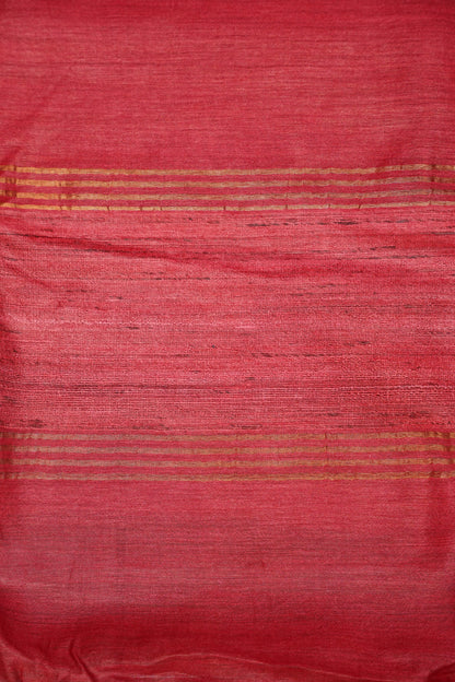 Plain Pure Tussar Silk Saree - Red