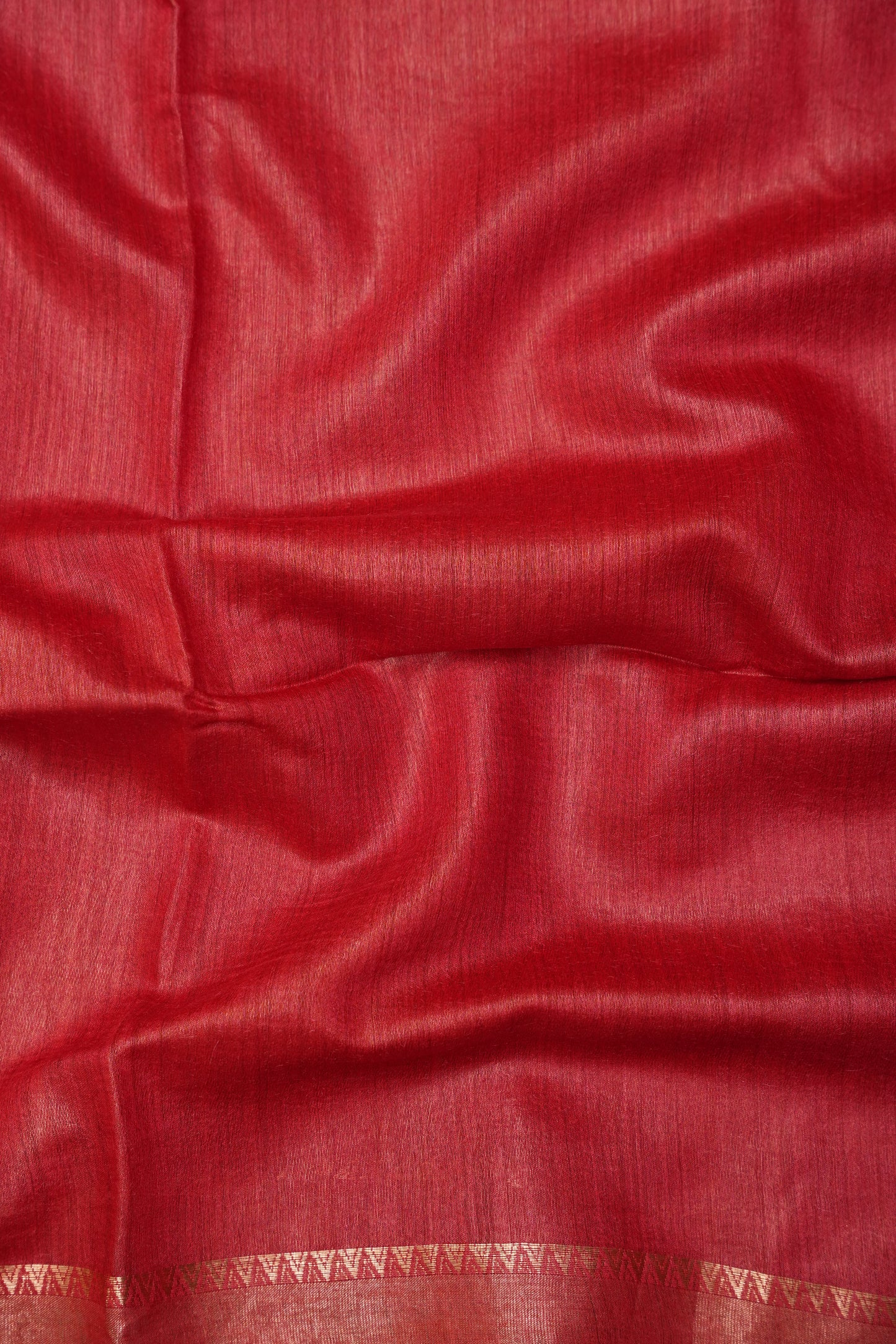 Plain Pure Tussar Silk Saree - Red