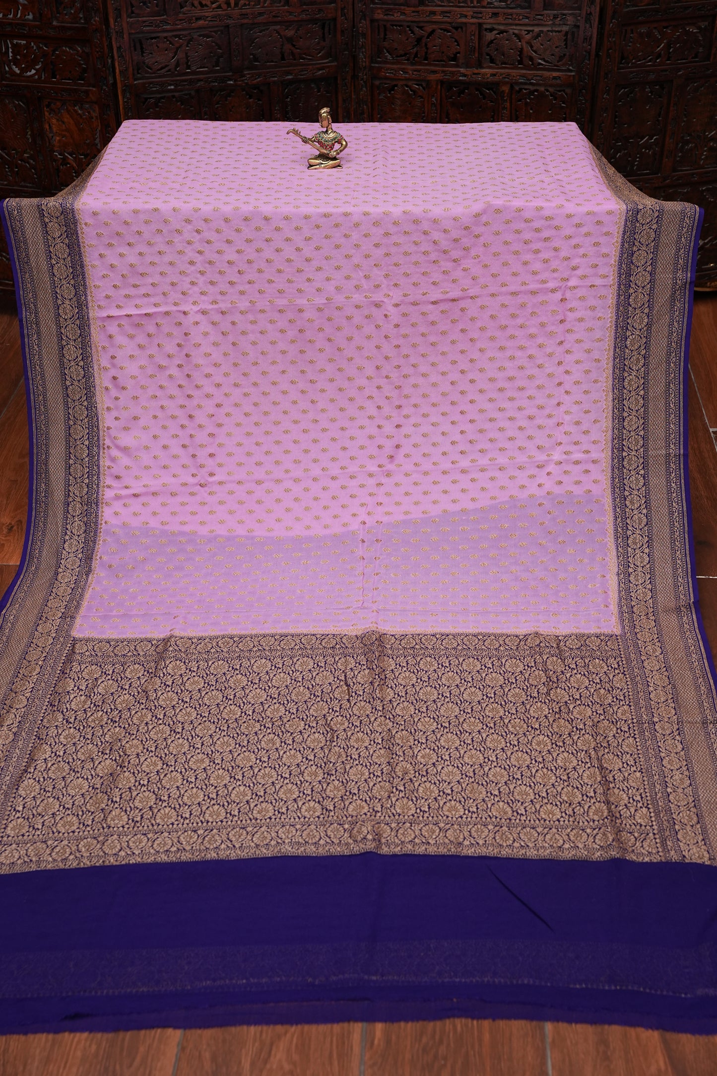 Pure Khadi Georgette Banarasi Saree - Pink & Purple