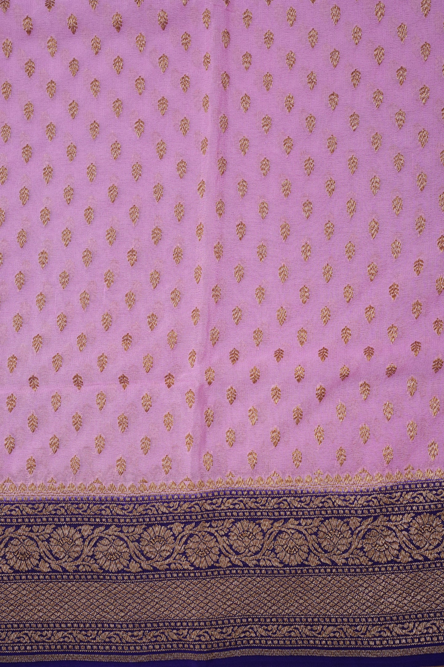 Pure Khadi Georgette Banarasi Saree - Pink & Purple