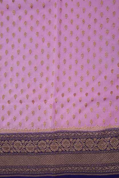 Pure Khadi Georgette Banarasi Saree - Pink & Purple
